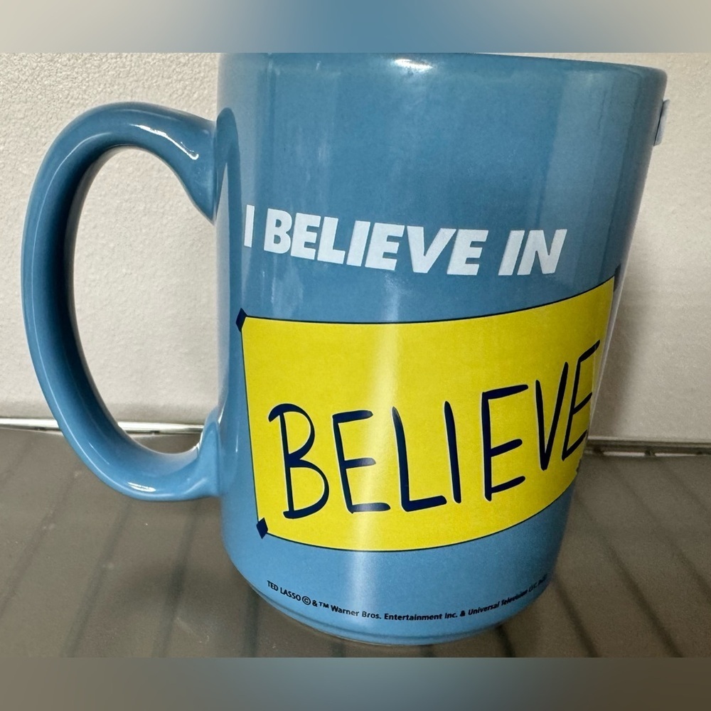 Ted Lasso Team Lasso Blue Ceramic Mug I believe in believe 15oz mug - Picture 2 of 4